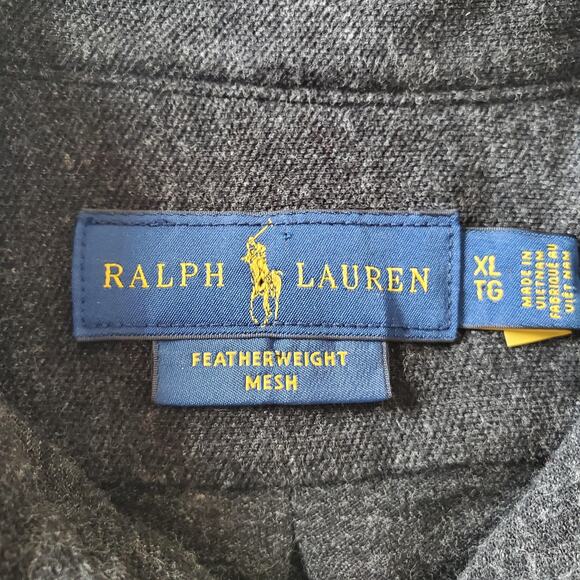 Ralph Lauren Shirt Mens Extra Large Gray Featherweight Mesh Button Down Polo XL - Picture 4 of 8